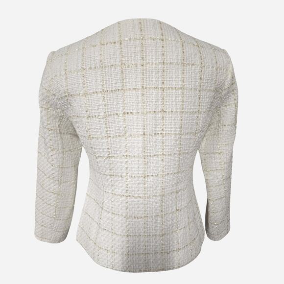 Textured White & Gold Jacket with Pearl and Rhinestone Buttons - Picture 4 of 4